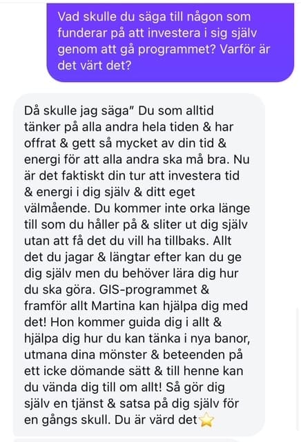 klienten D om varför programmet är bra